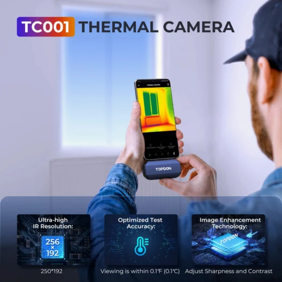 Topdon Tc001 Fornecimento de fábrica Smartphone Use Mini Câmera Térmica de Medição de Termografia Portátil Celular Android IR Câmera de Imagem Térmica Infravermelha